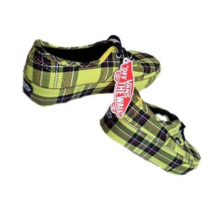 Vans Auth. Platform Patent Plaid Blk/Lemon Chrome Yellow Sneaker. New/No box
